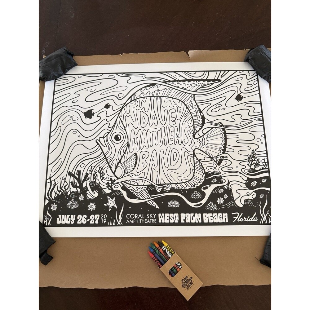 DAVE MATTHEWS BAND COLOR YOUR OWN POSTER 7/26 & 27/19 - Coral Sky Amp WPB, FL